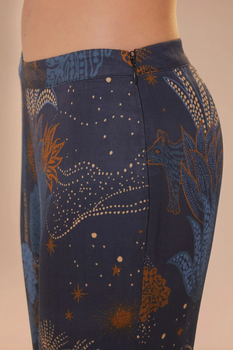 FARM Rio Navy Blue Night Jungle Flare Pants Outlet
