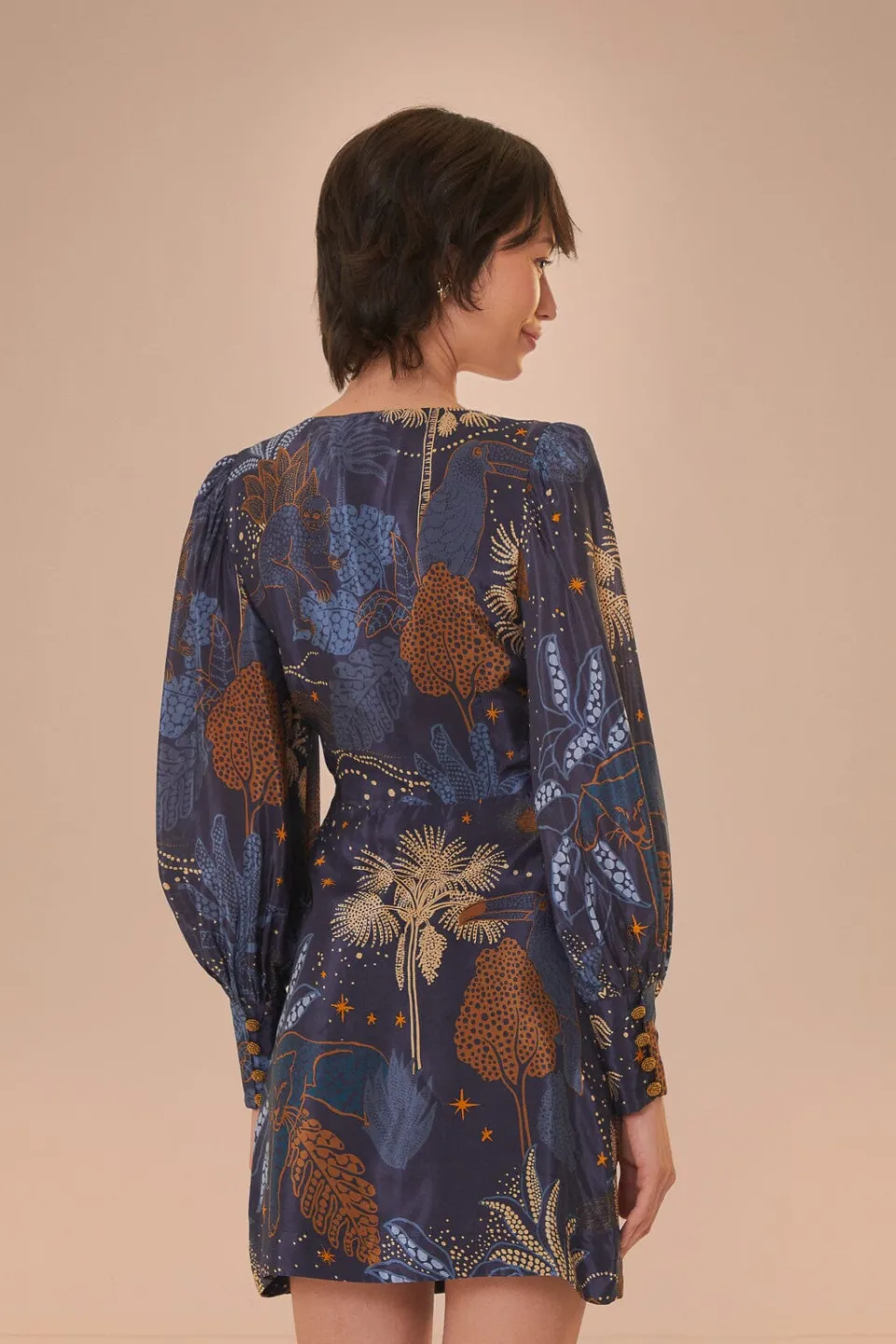 FARM Rio Navy Blue Night Jungle Mini Dress Online