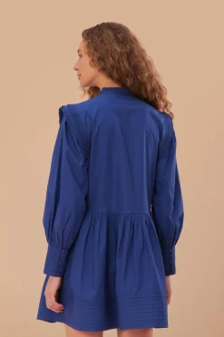 FARM Rio Navy Blue Open Yoke Mini Dress New