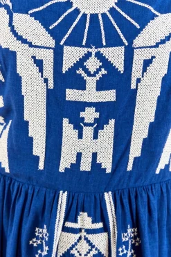 FARM Rio Navy Macaw Embroidered Maxi Dress New