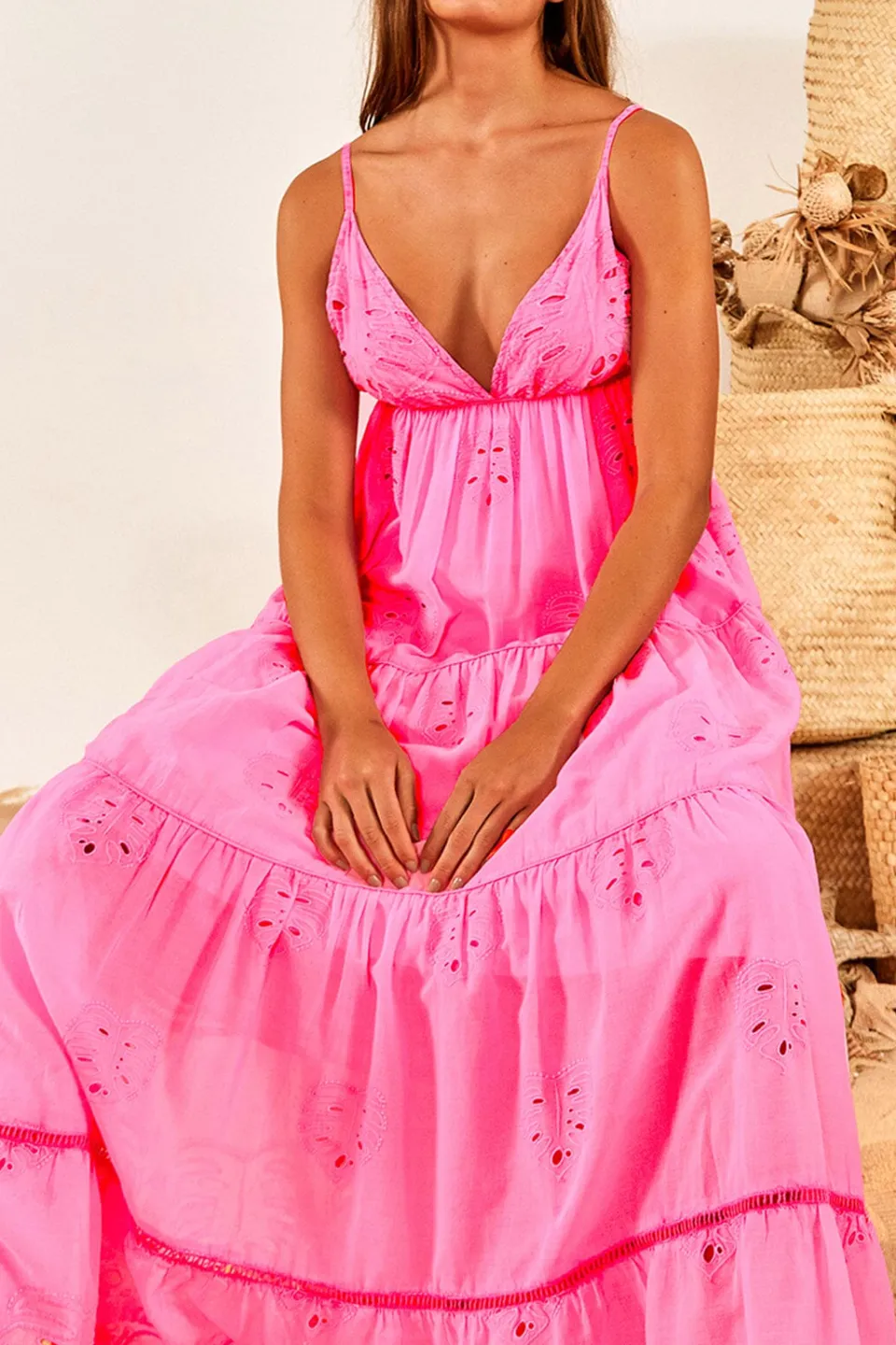 FARM Rio Neon Pink Maxi Dress Outlet