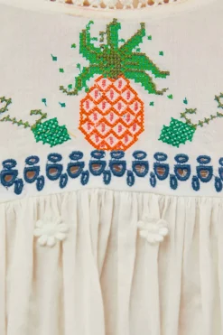 FARM Rio Off White Blouse | Cross Stitch Print Embroidered Best