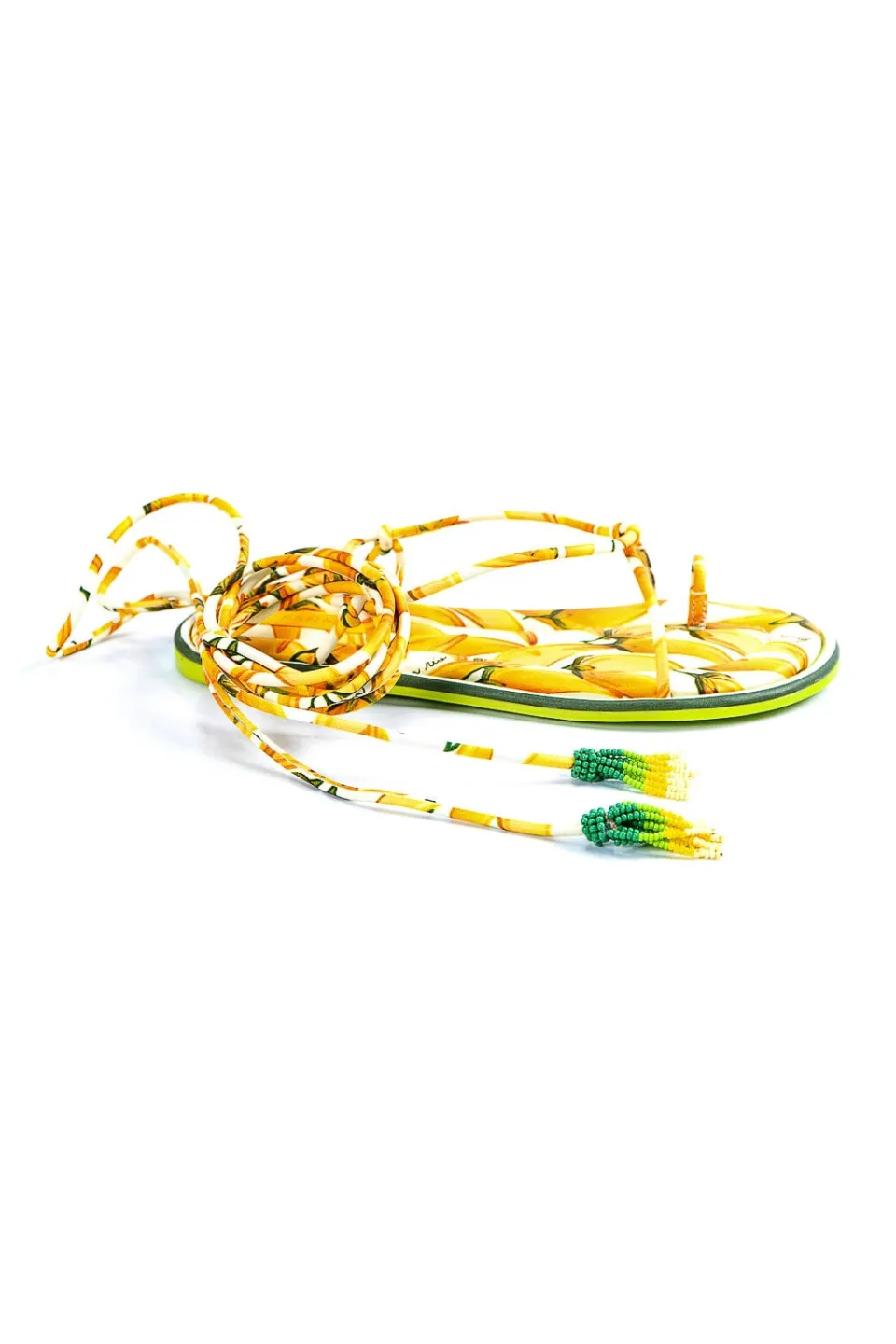 FARM Rio Off White Peppers Lace Up Flat Sandal Hot