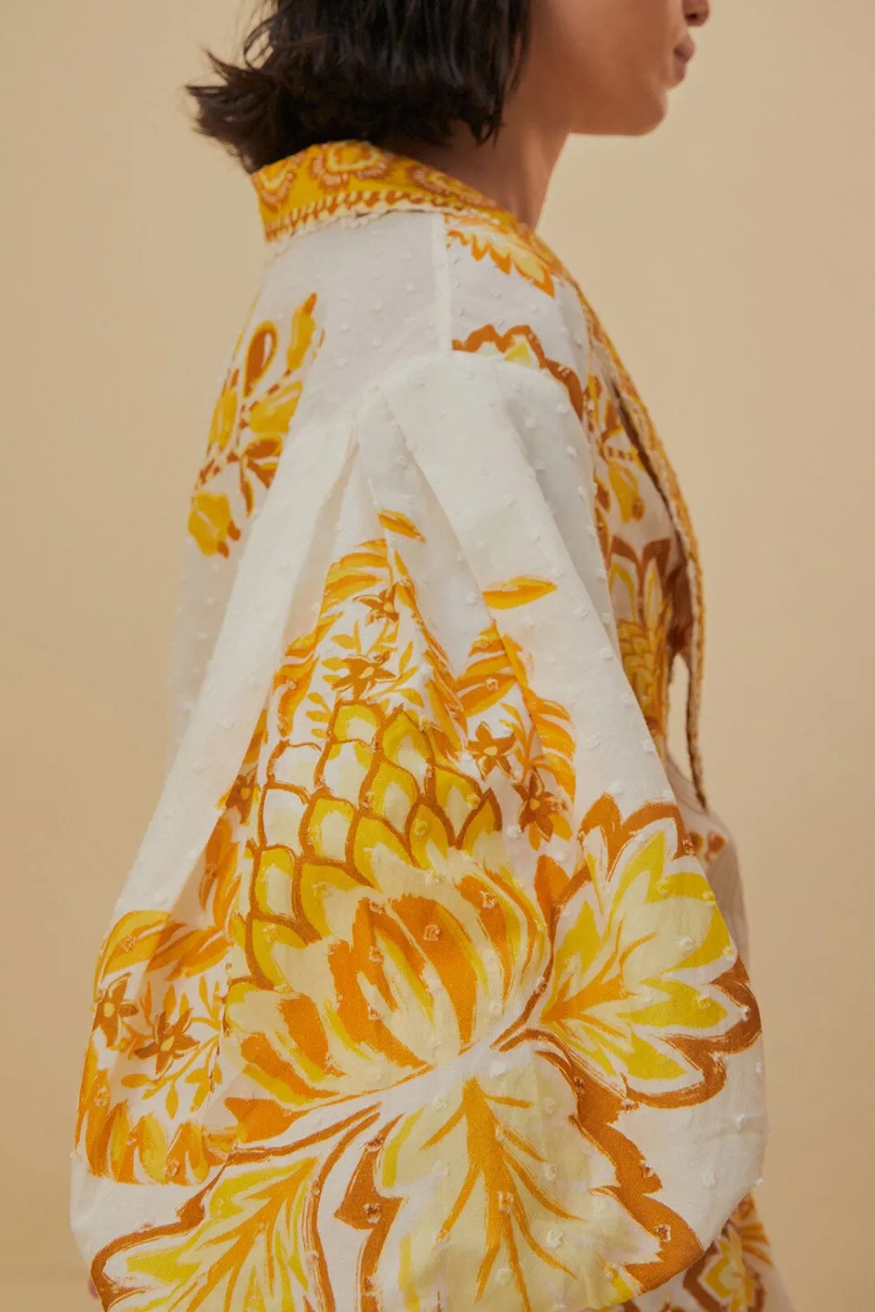 FARM Rio Off-White Aura Floral Blouse New