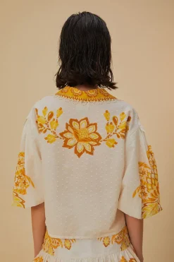 FARM Rio Off-White Aura Floral Blouse New
