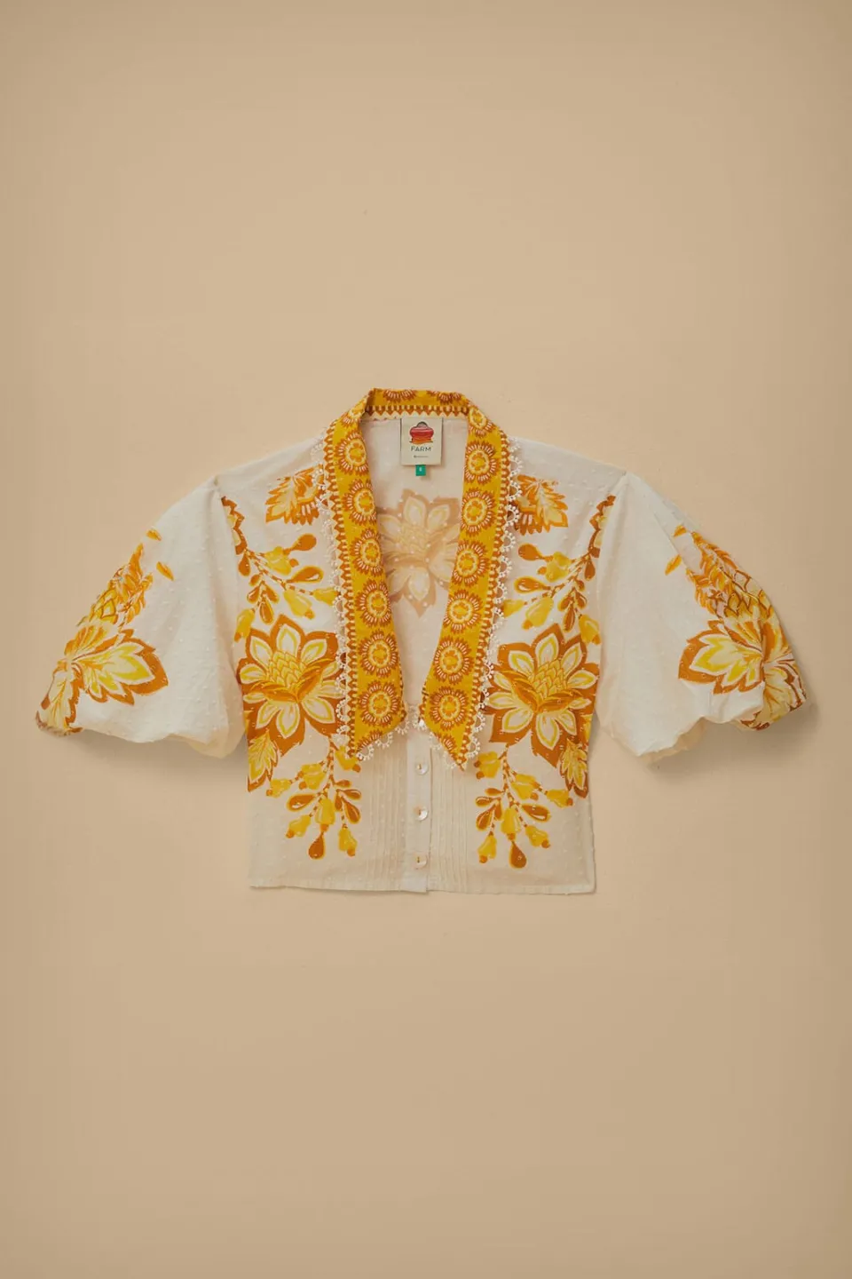 FARM Rio Off-White Aura Floral Blouse New
