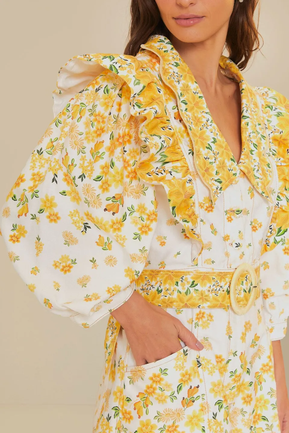 FARM Rio Off-White Azaleia Lapel Romper Best