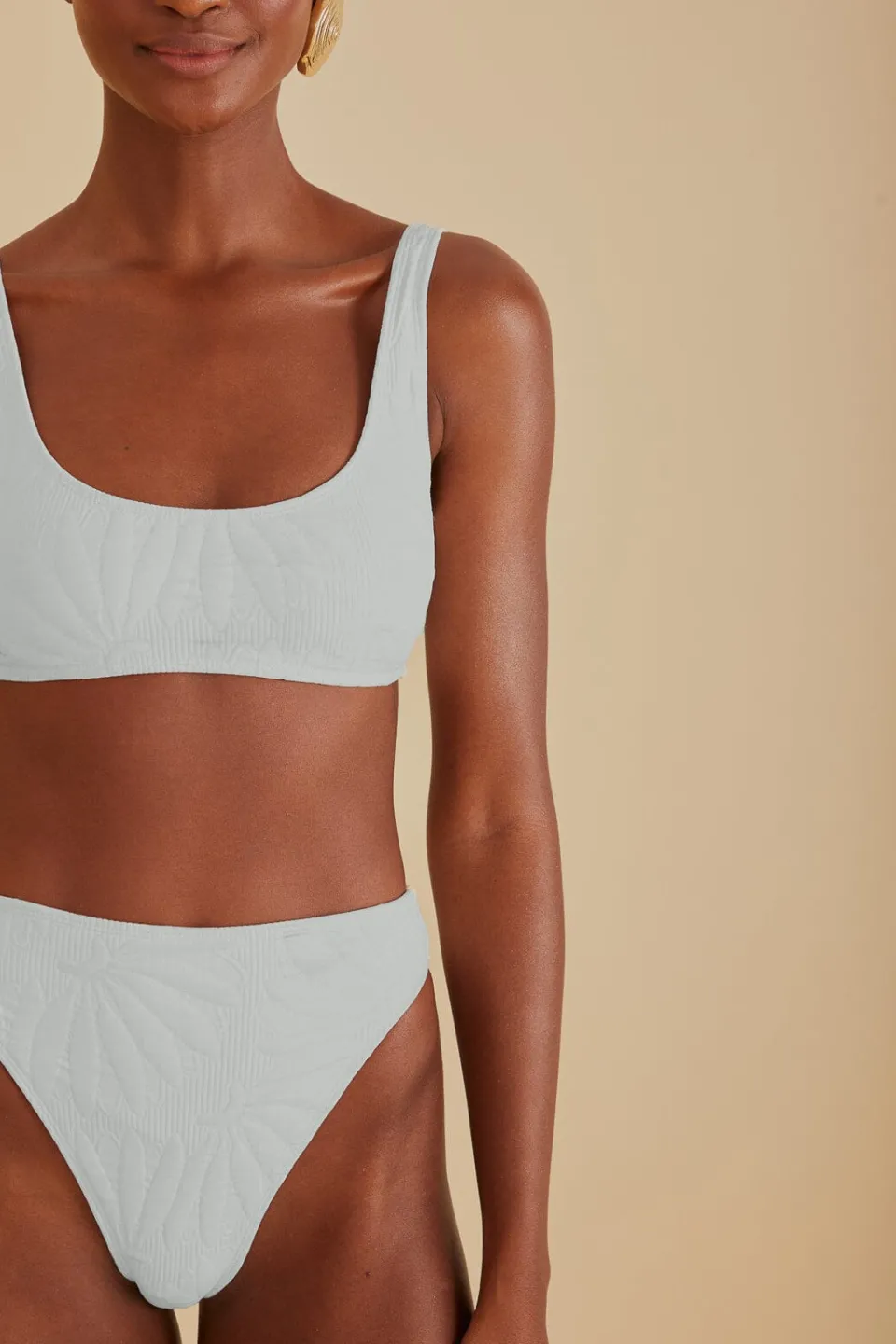 FARM Rio Off-White Banana Matelasse Bikini Bottom Discount