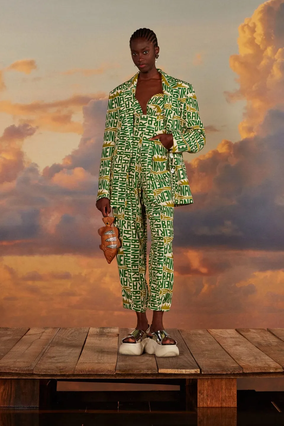 FARM Rio Off-White Banana Typography Strapless Jumpsuit Sale