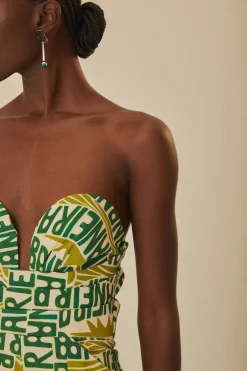 FARM Rio Off-White Banana Typography Strapless Jumpsuit Sale