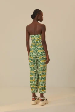 FARM Rio Off-White Banana Typography Strapless Jumpsuit Sale