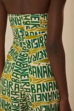 FARM Rio Off-White Banana Typography Strapless Jumpsuit Sale