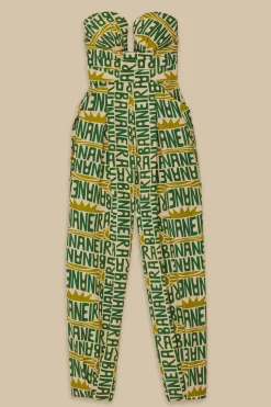 FARM Rio Off-White Banana Typography Strapless Jumpsuit Sale