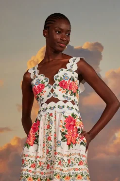 FARM Rio Off-White Bloom Garden Maxi Dress New