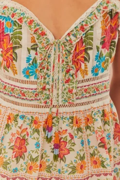 FARM Rio Off-White Bloom Garden Sleeveless Blouse Outlet