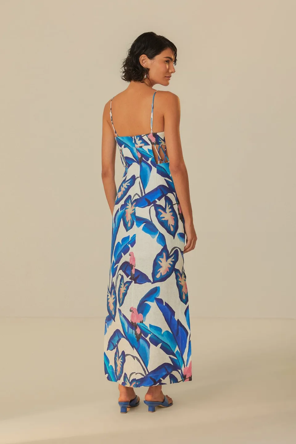 FARM Rio Off-White Blue Foliage Maxi Dress Discount