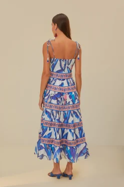 FARM Rio Off-White Blue Foliage Midi Dress Best