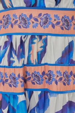 FARM Rio Off-White Blue Foliage Midi Dress Best