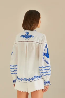 FARM Rio Off-White Blue Yard Blouse Sale