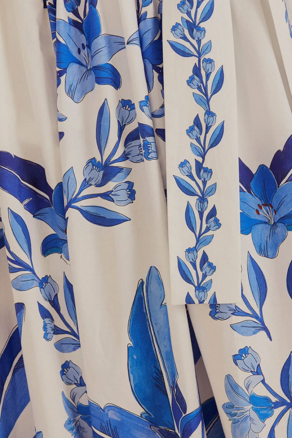 FARM Rio Off-White Blue Yard Organic Cotton Midi Skirt Online