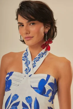 FARM Rio Off-White Blue Yard Sleeveless Maxi Dress Clearance