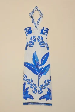 FARM Rio Off-White Blue Yard Sleeveless Maxi Dress Clearance