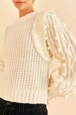 FARM Rio Off-White Braided Sweater Hot