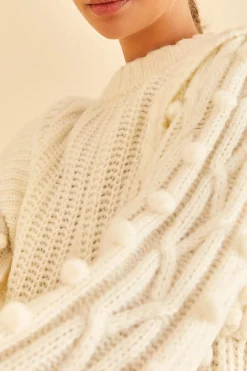 FARM Rio Off-White Braided Sweater Hot