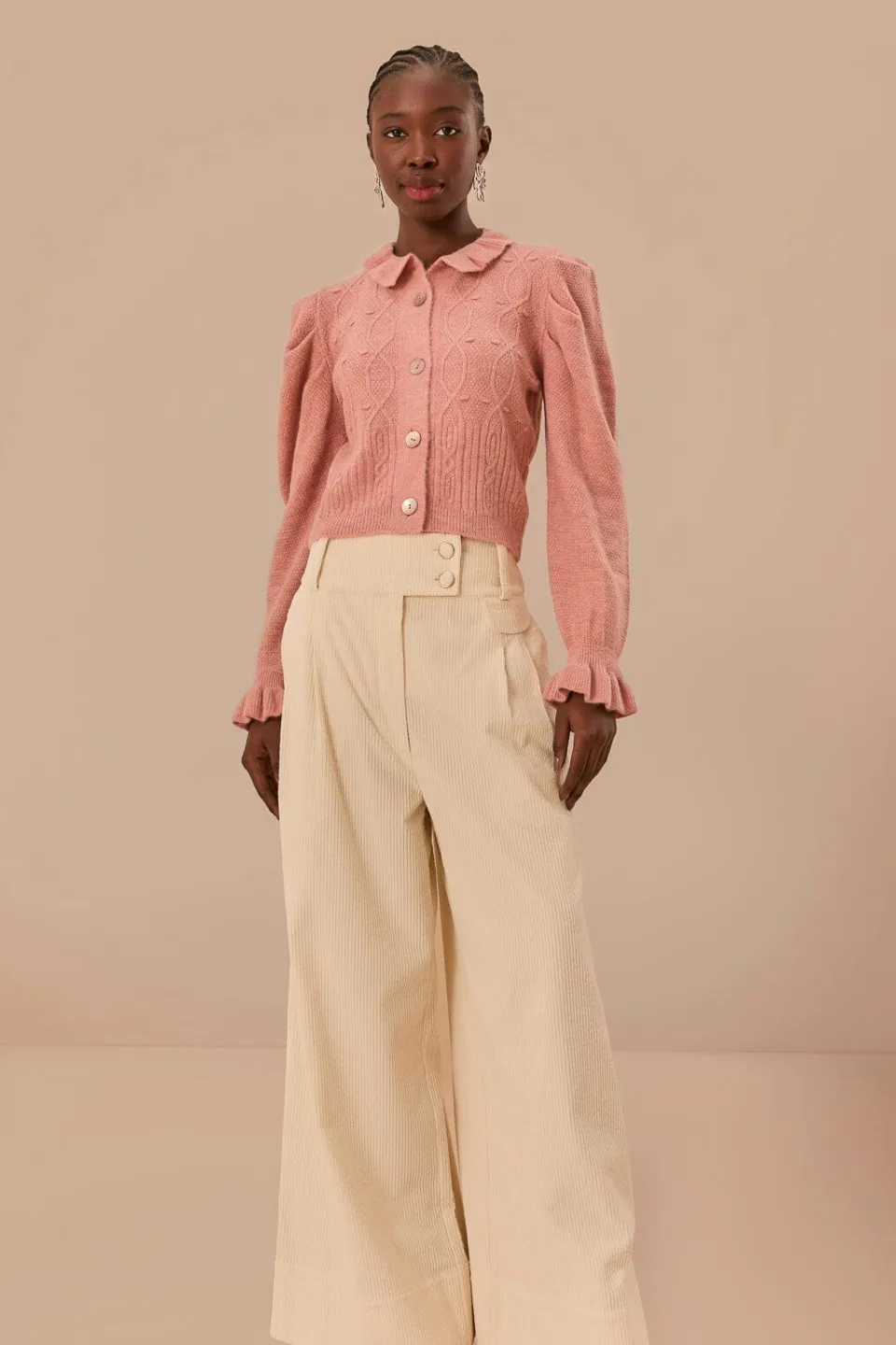 FARM Rio Off-White Double Waistband Pants Sale