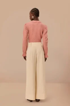 FARM Rio Off-White Double Waistband Pants Sale
