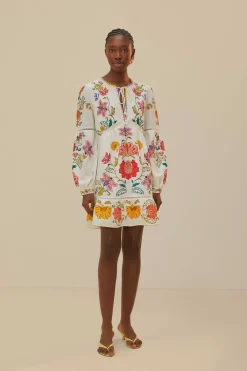 FARM Rio Off-White Floral Insects Mini Dress Sale