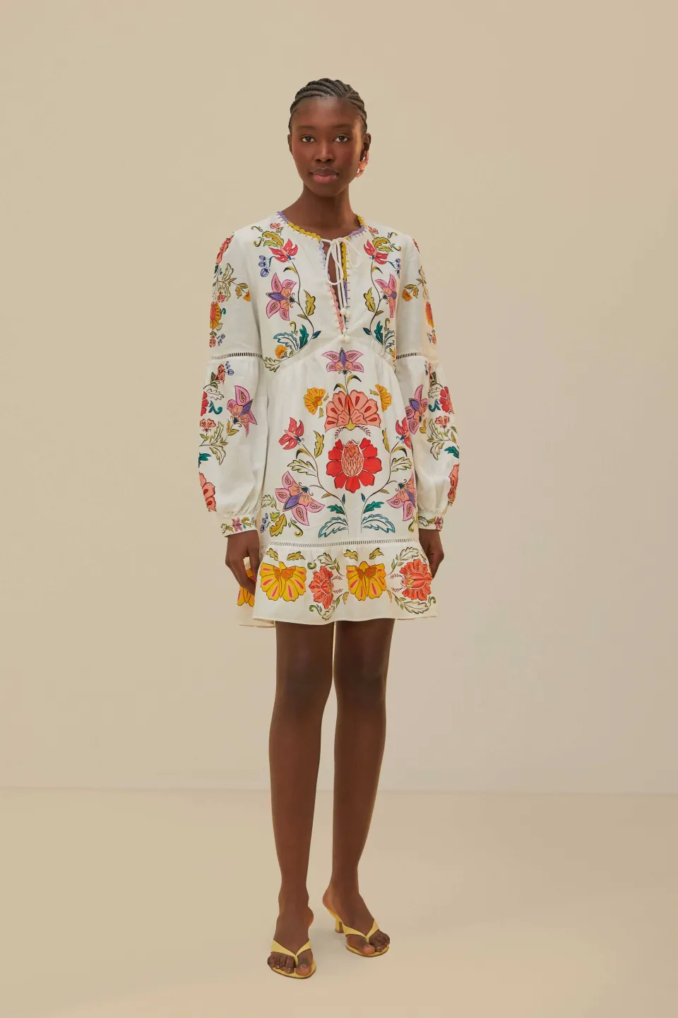 FARM Rio Off-White Floral Insects Mini Dress Sale
