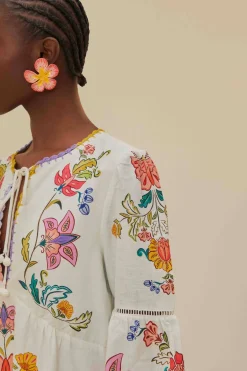 FARM Rio Off-White Floral Insects Mini Dress Sale