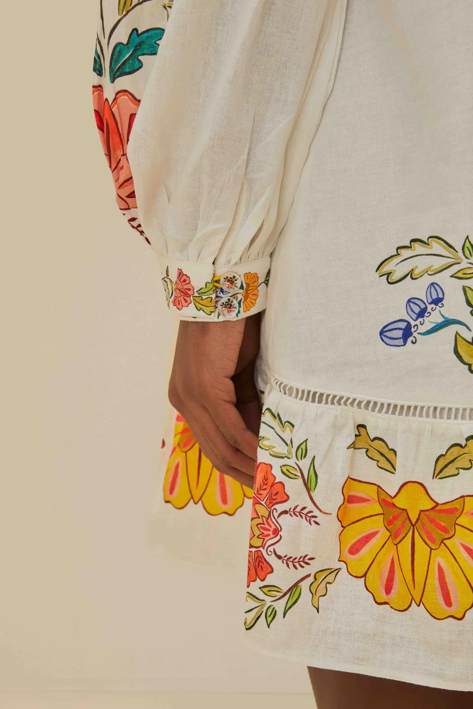 FARM Rio Off-White Floral Insects Mini Dress Sale