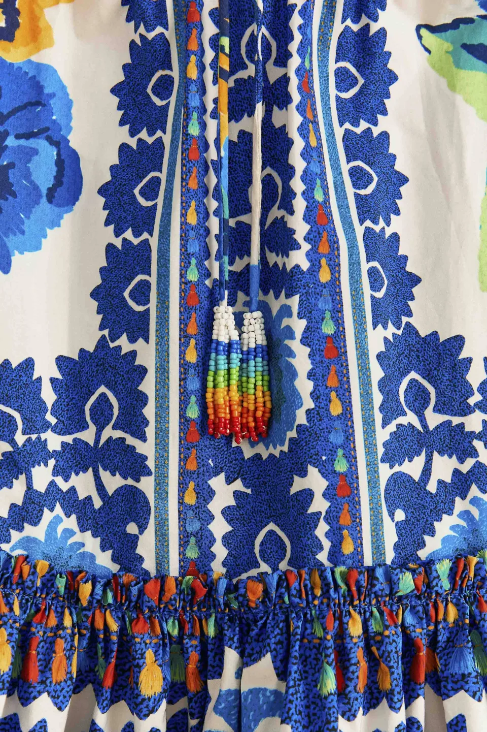 FARM Rio Off-White Flower Tapestry Organic Cotton Mini Dress Best