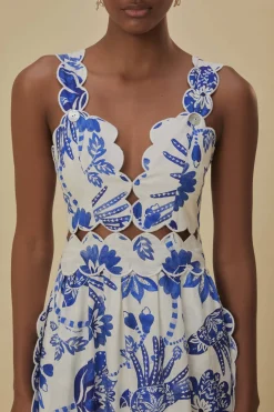 FARM Rio Off-White Flowerful Birds Lenzing™ Ecovero™ Euroflax™ Midi Dress Clearance
