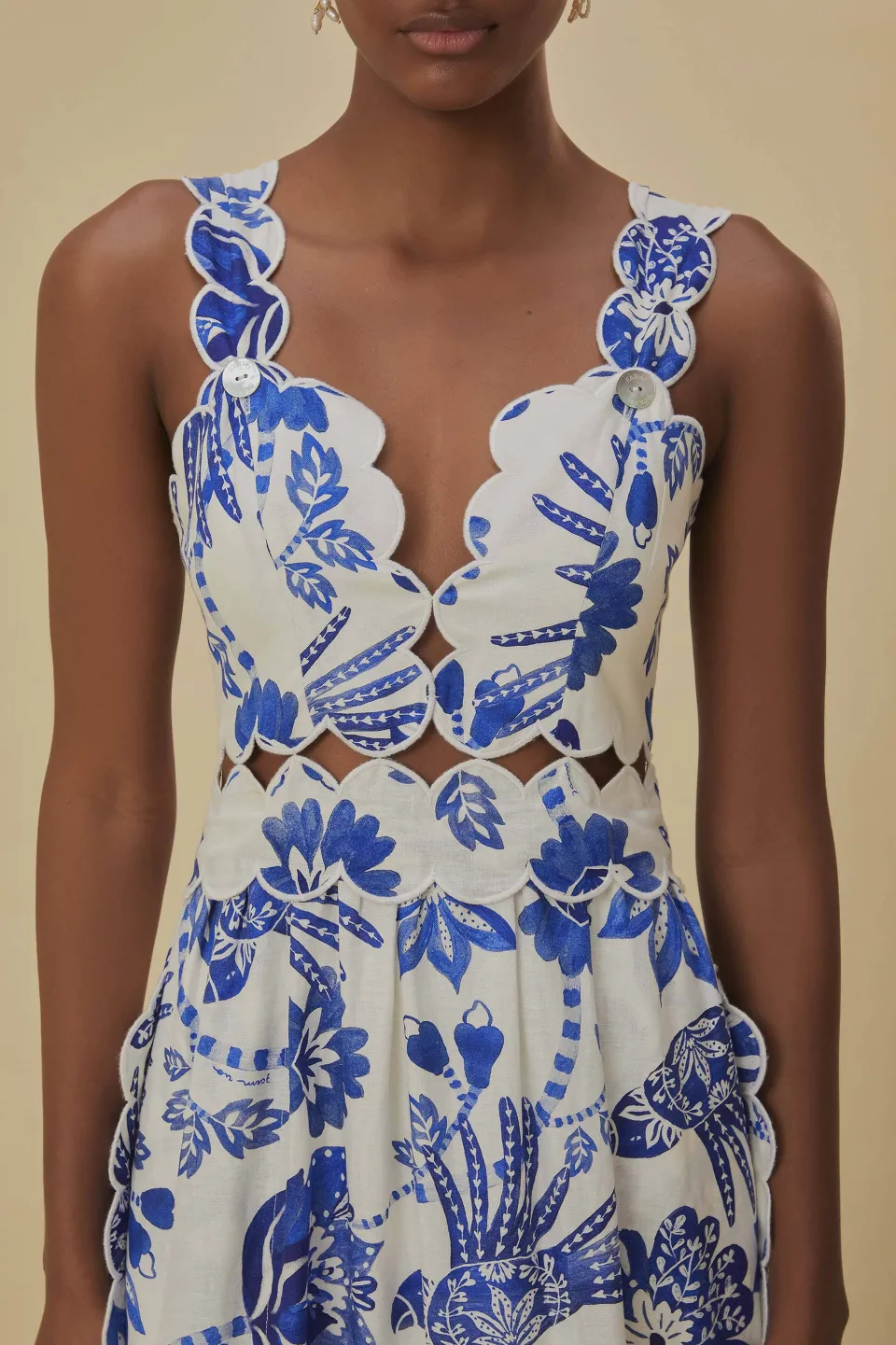 FARM Rio Off-White Flowerful Birds Lenzing™ Ecovero™ Euroflax™ Midi Dress Clearance