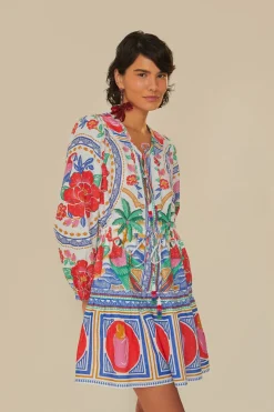 FARM Rio Off-White Flowers Beach Mini Dress Outlet
