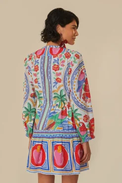 FARM Rio Off-White Flowers Beach Mini Dress Outlet