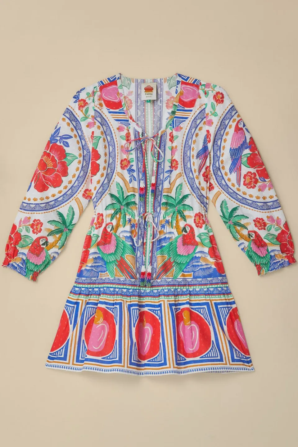 FARM Rio Off-White Flowers Beach Mini Dress Outlet