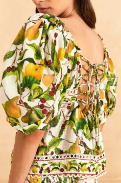 FARM Rio Off-White Fruit Orchard Blouse New