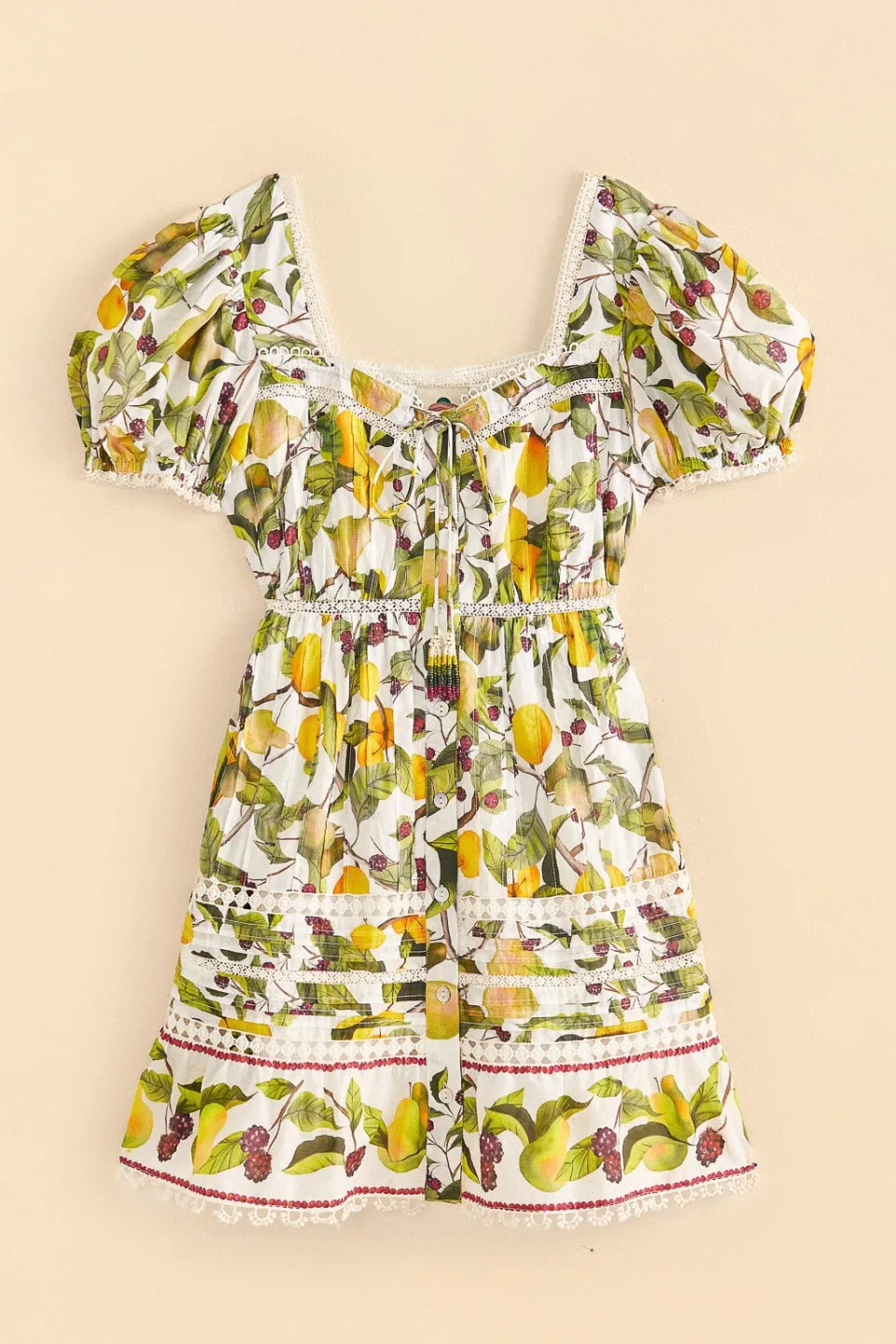 FARM Rio Off-white Fruit Orchard Mini Dress Discount