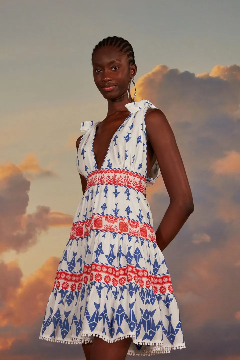 FARM Rio Off-White Graphic Fishes Mini Dress Discount