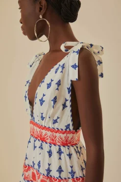 FARM Rio Off-White Graphic Fishes Mini Dress Discount