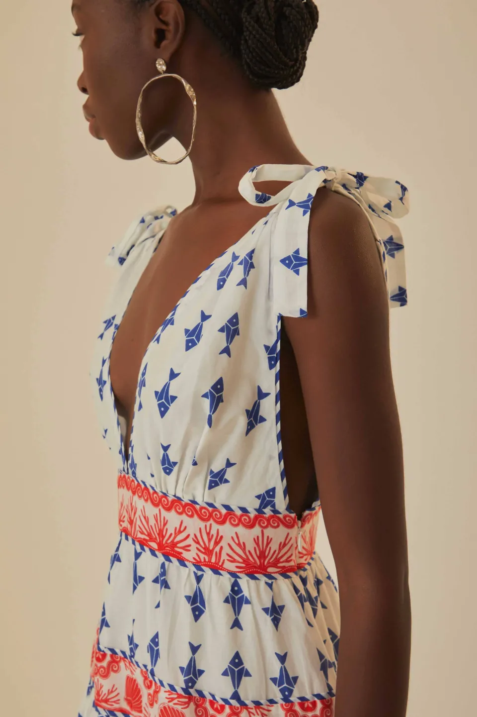 FARM Rio Off-White Graphic Fishes Mini Dress Discount