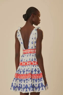 FARM Rio Off-White Graphic Fishes Mini Dress Discount