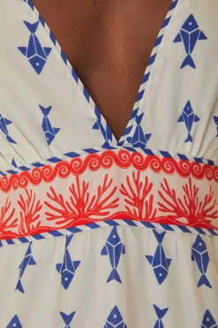 FARM Rio Off-White Graphic Fishes Mini Dress Discount