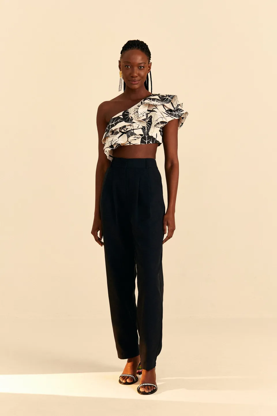 FARM Rio Off-White Graphic Leaves Organic Cotton Top Sale