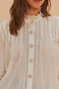 FARM Rio Off-White Long Sleeve Blouse Clearance