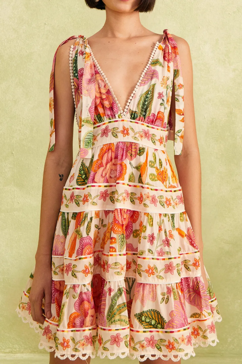 FARM Rio Off-White Macaw Bloom Mini Dress Hot